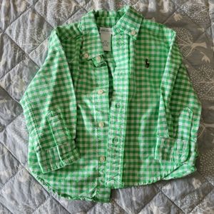 Ralph Lauren green gingham buttondown 12 mo